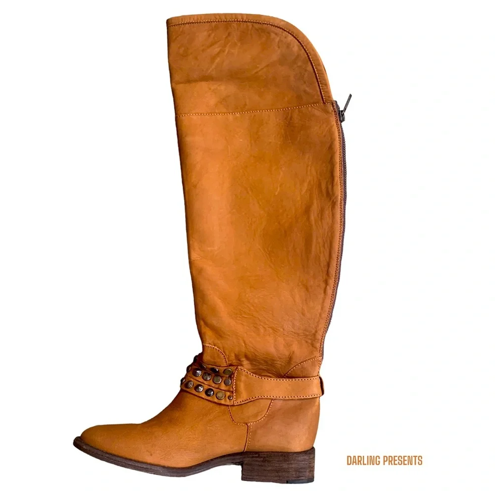 Steven By Steve Madden Smoken Knee High Boots Women Color Cognac Size 6